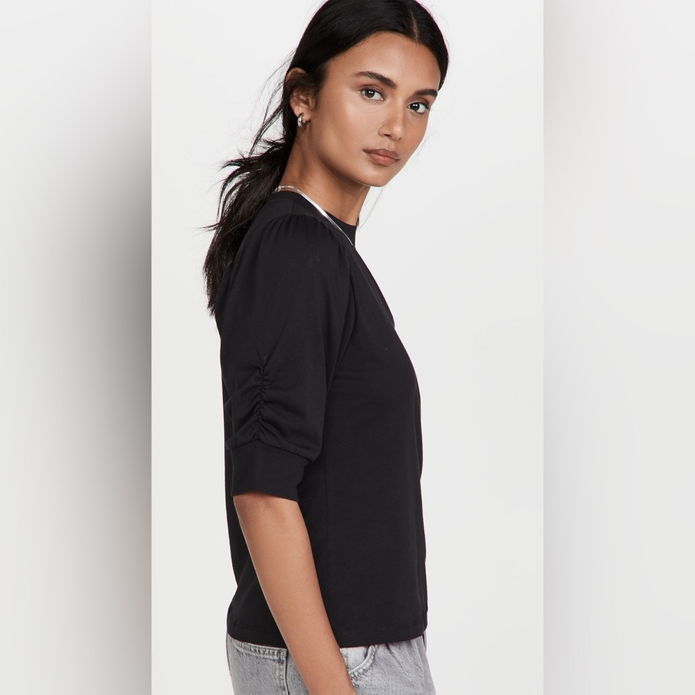 Frame Frankie Puff Sleeve Tee in black - Picture 4 of 15